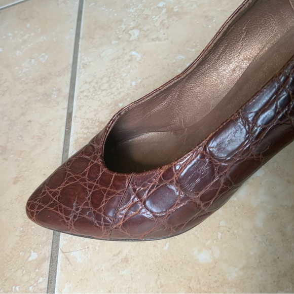 ‼️OFFERS Vintage Genuine Alligator Skin Heels Petra Italy 4.5 HTF Burgundy - Picture 6 of 16